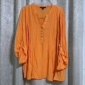 Zac & Rachel Vibrant Orange Button-Pleat Tunic